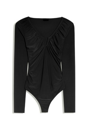 Bershka, V-NECK BODYSUIT - T-shirt à manches longues - black