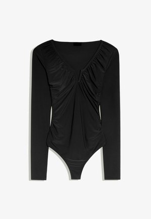 Bershka, V-NECK BODYSUIT - T-shirt à manches longues - black