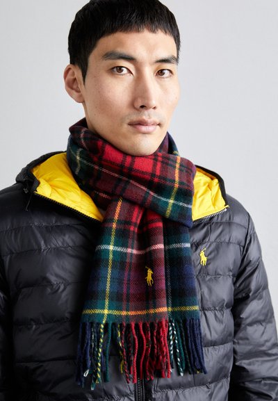 Polo Ralph Lauren TARTAN FRINGE WOOL SCARF - Fular - red/multi-coloured