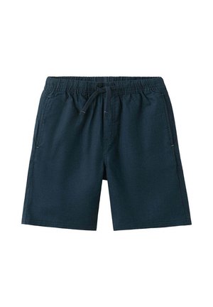 Shorts décontractés bleu marine avec taille élastique et cordon, avec poches latérales et coupe droite.