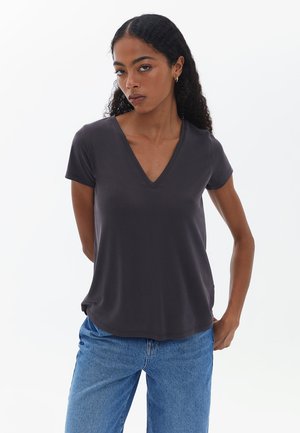 OXXO SOFT TOUCH V-NECK  - Camiseta básica - black coffee