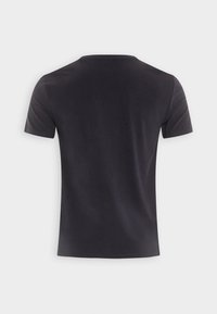 T-shirt corto grigio scuro, in cotone, design classico a girocollo, texture liscia, senza motivi o accenti visibili.