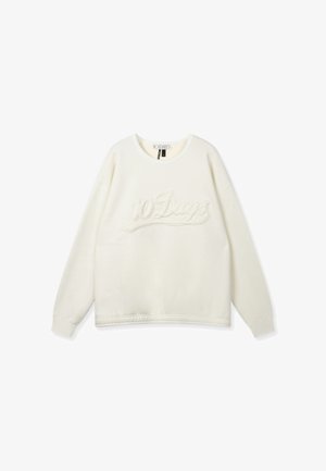 Cream-colored sweatshirt with a round neck, long sleeves, and an embossed "10 Days" logo on the front. Soft texture, casual fit.