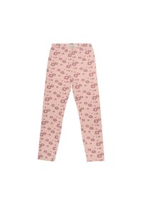 Rosa leggins laget av mykt stoff med et blomsterdesign i mørkere rosa nyanser. Tøyelig, tettsittende design med elastisk midjebånd.