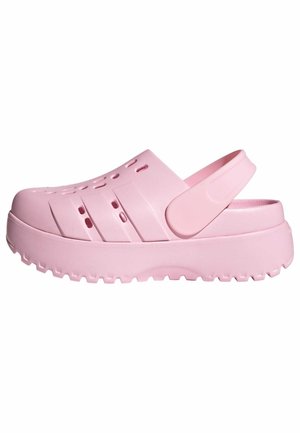 Hellrosa gepolsterter Slip-On-Clog mit Fersenriemen und Belüftungslöchern oben und an den Seiten.