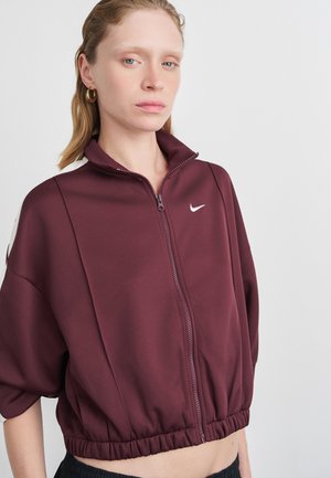 Bluză de molton cu fermoar - burgundy crush/sail