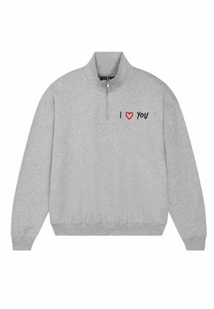 I LOVE YOU EMBROIDERY SUPERHEAVY ZIPPED  - Felpa - mottled grey