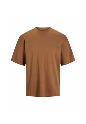 Korte mouwen T-shirt in bruin, gemaakt van katoen. Heeft een klassieke ronde hals en een ontspannen pasvorm met een soepele textuur en geen zichtbare versieringen.