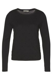 Svart långärmad tröja med rund halsringning och små upphöjda prickar som är jämnt fördelade över framsidan och ärmarna.