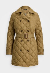 DIAMOND QUILTED DOWN TRENCH COAT - Kabát z prachového peří - light brown
