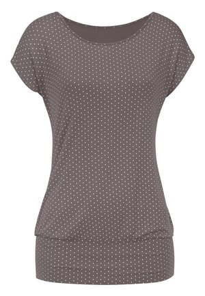 LASCANA, T-Shirt print - taupe-gepunktet