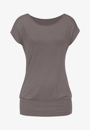 LASCANA, T-Shirt print - taupe-gepunktet