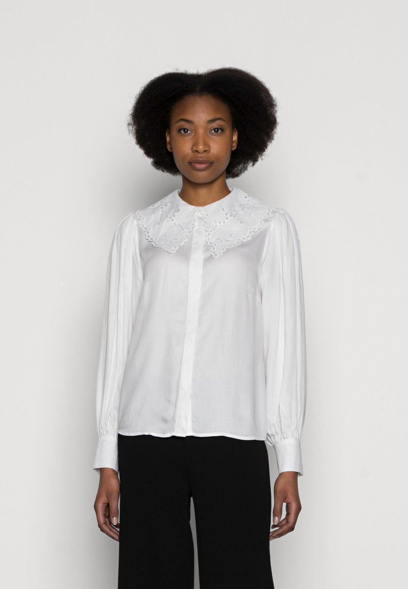 Freequent ULVA EMBROIDERY - Blusa com botões - offwhite
