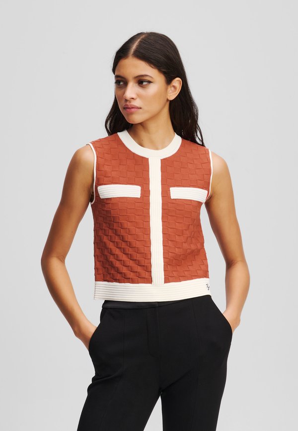 CONTRAST SLEEVELESS - Top - cinnabar