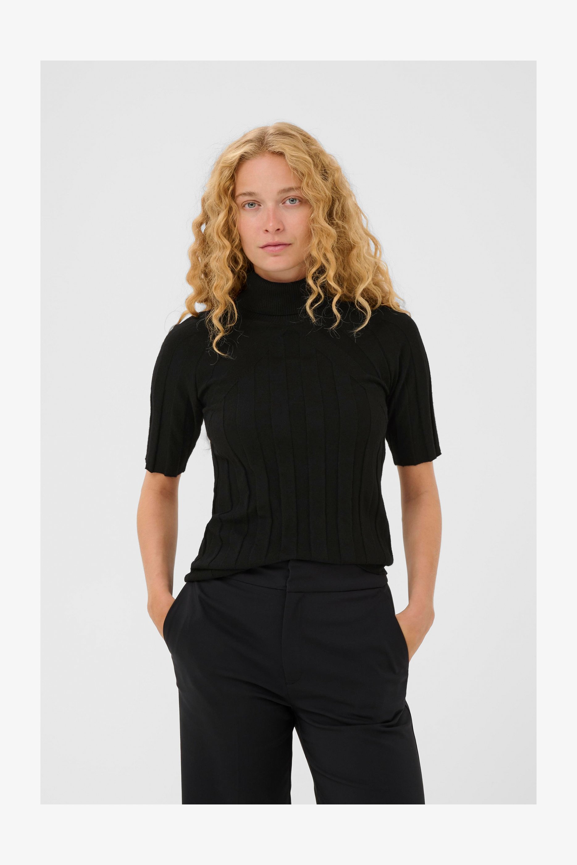 Nuofengkudu Maglia A Collo Alto Donna: Maniche Lunghe Aderente A Coste Con Orlo Sfrangiato - Leggera E Morbida - Perfetta Per Stratificazioni