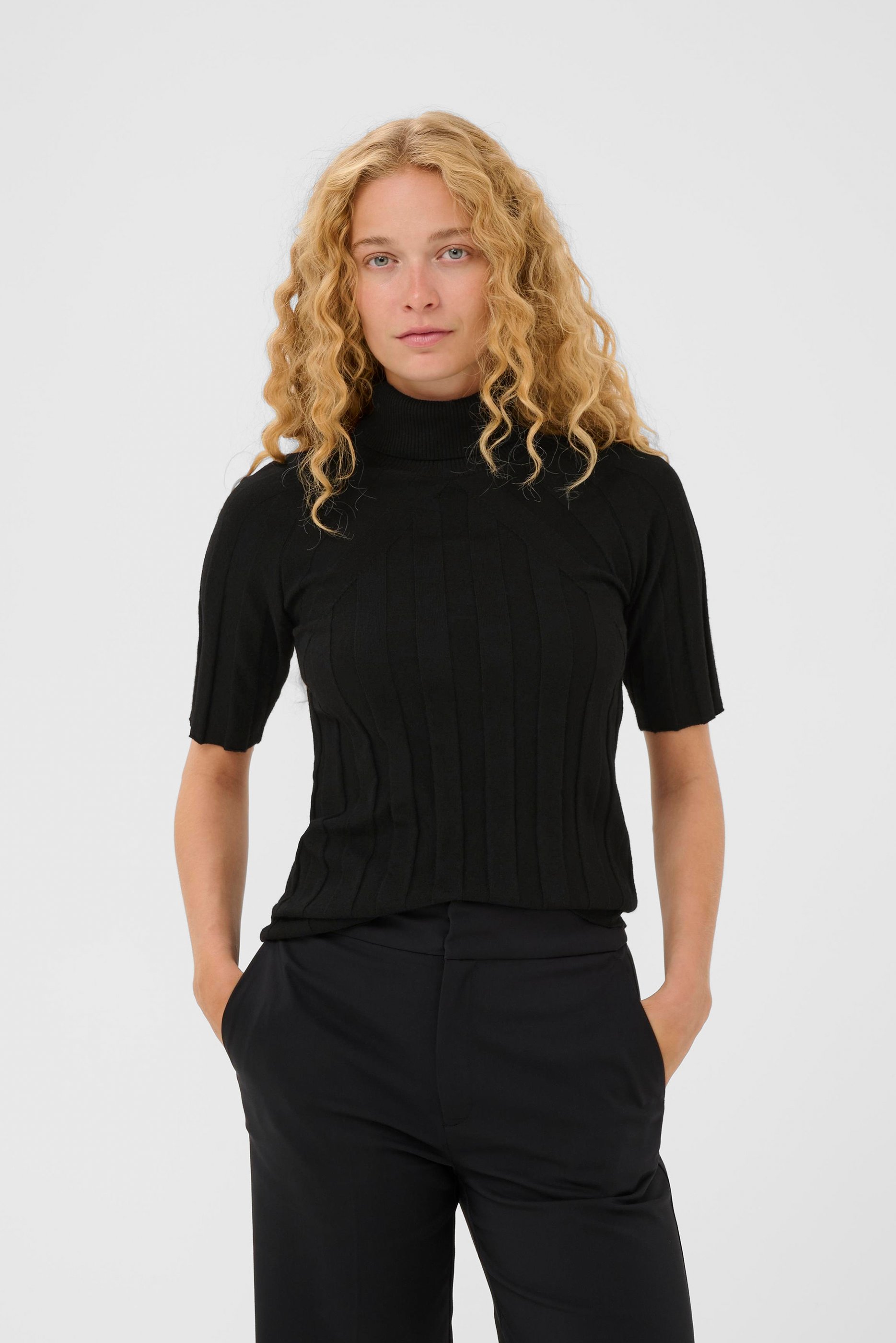 Nuofengkudu Maglia A Collo Alto Donna: Maniche Lunghe Aderente A Coste Con Orlo Sfrangiato - Leggera E Morbida - Perfetta Per Stratificazioni