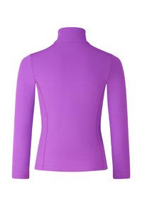 Langsleeve top in stralend paars met een hoge kraag. Gladde textuur en aansluitende pasvorm, met platte naden langs de zijkanten voor comfort.