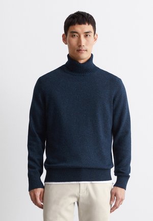 Marc O'Polo ROLLKRAGEN-PULLOVER REGULAR AUS GESPRENKELTEM - Strickpullover - dark navy