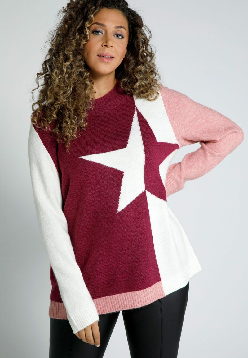 Damen Strickjacken | Ulla Popken COLORBLOCK-STAR Strickpullover magnoliarood/beere-meliert - ZX38085 Damen Strickjacken | Ulla Popken COLORBLOCK-STAR Strickpullover magnoliarood/beere-meliert - ZX38085