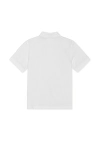 Άσπρο polo με κοντά μανίκια και κλασικό γιακά, με λεία, επίπεδη υφή και απλό πίσω μέρος. Κατάλληλο για καθημερινή χρήση.