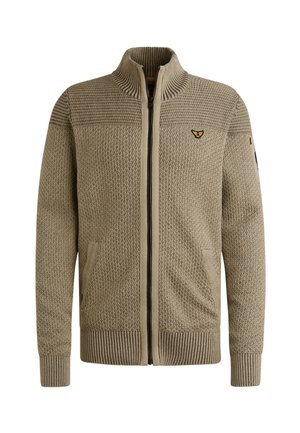 Bežna zip-up jopica z teksturiranim pletenjem, rebrastimi manšetami in robom ter dvema stranskima žepoma. Ima majhen logotip na prsih.