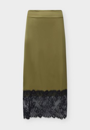 JDY, JDYBITA SATIN LACE SKIRT - Μάξι φούστα - gothic olive/black