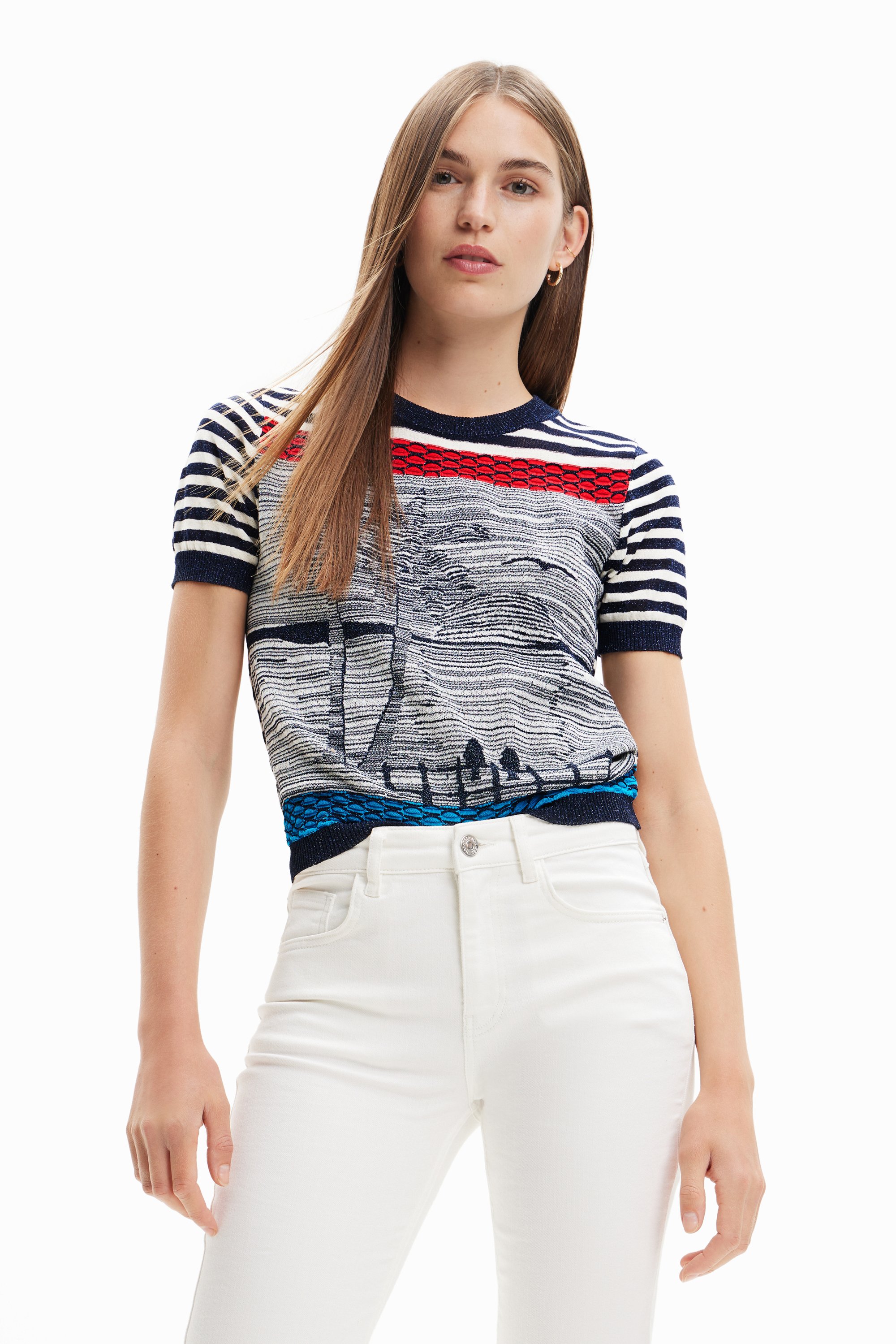 T-shirt Desigual Rouge En Viscose 100% - Taille M, état Comme Neuf