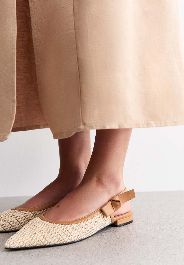 New Look RAFFIA LOOK SLINGBACK FLAT - Slingback ballerina´s - off white