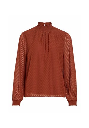 VILA, LONG SLEEVED TOP VIMICHELLE HIGH NECK - Blouse - burnt henna