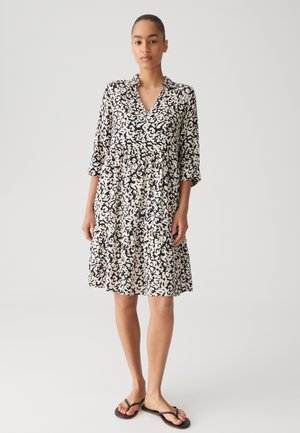 OPUS REGULAR A-LINIE 3/4 SLEEVE PRINT VOLANTS - Day dress - black