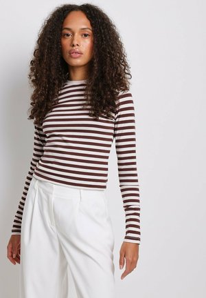 GESTREIFTES - Long sleeved top - brown offwhite