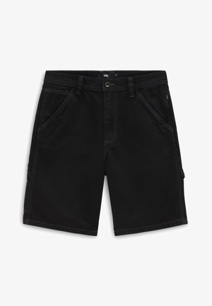 Sorte knælange shorts med forlommer, bæltestropper og knaplukning, lavet af Vans.