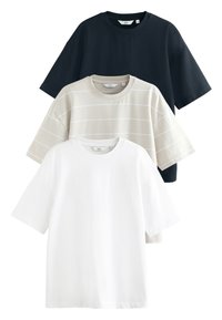 Next HEAVYWEIGHT 3 PACK - T-shirts basic - navy white grey stripe