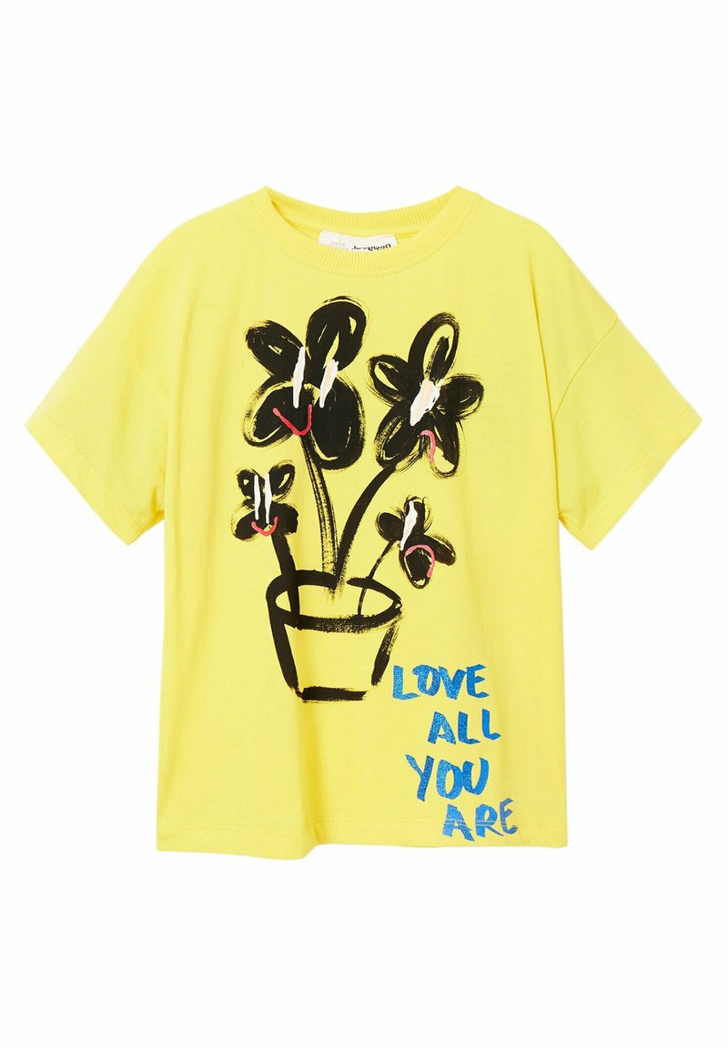Desigual T-shirt print geel