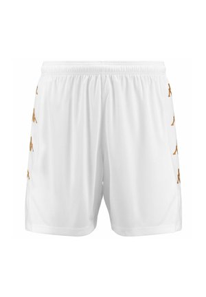 Pantaloni sportivi bianchi con elastico in vita, con accentuazioni del logo dorato sul lato. Tessuto leggero, design a taglio dritto.