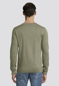 TOM TAILOR V NECK  - Strickpullover - pale grey olive melange