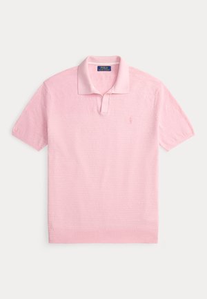 TEXTURED COTTON-LINEN SWEATER - Poloshirt - carmel pink/deckwash white