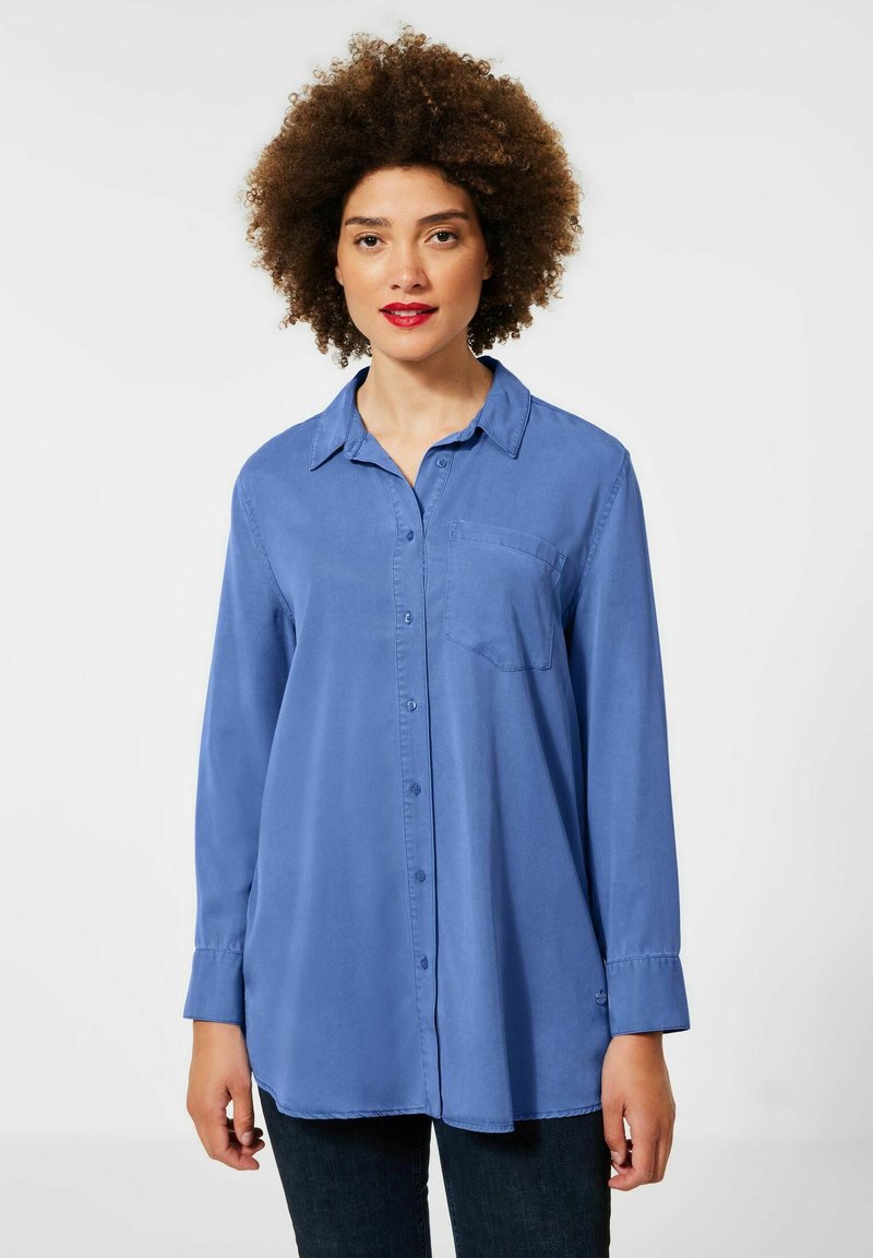 Street One LONG MIT BRUSTTASCHE - Button-down blouse - blau/blue ...