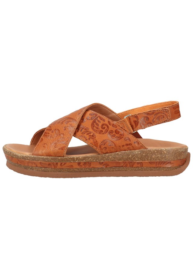 Sandalen met plateauzool - cognac