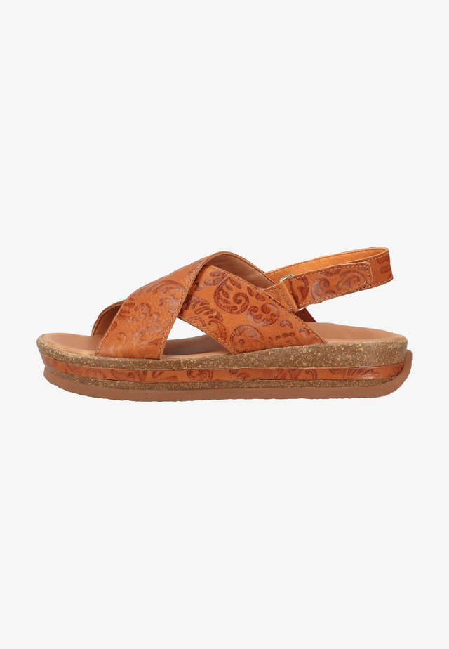 Sandalen met plateauzool - cognac