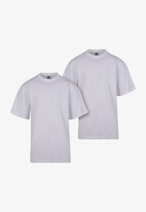Două tricouri albe din bumbac cu mâneci scurte, de tip crew neck și croială dreaptă. Design simplu, fără modele sau branding vizibil.