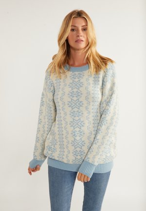 usha, Strickpullover - blau wollweiss