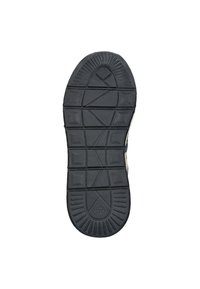 Zwarte rubberen schoenzool met een gestructureerd rasterpatroon en ronde ribbels, maat gemarkeerd als 37, met diepe loopvlakken voor grip.
