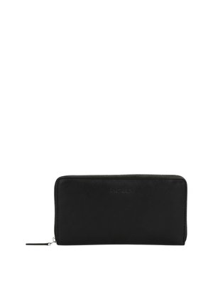 Black rectangular zip-around wallet with embossed "PICARD" logo and leather zipper pull tab on white background.