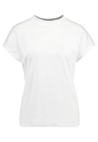 Vit bomull T-shirt med rund hals och korta ärmar, i en avslappnad passform och slät textur. Inga mönster eller dekorationer.