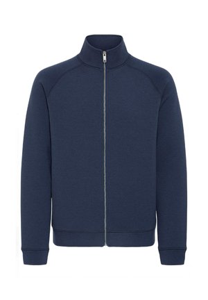 Jūros laivyno zip-up džemperis su aukštu apykakle, raglaniniu rankovėmis, nertomis manžetėmis ir apačia. Pagamintas iš švelnios, tekstūrinės medžiagos. Priekyje yra užtrauktuko detalė.