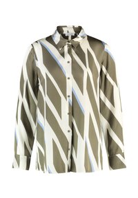 Gerry Weber FLIESSENDE LANGARM MIT SAUMSCHLITZEN - Button-down blouse - khaki white diag stripes