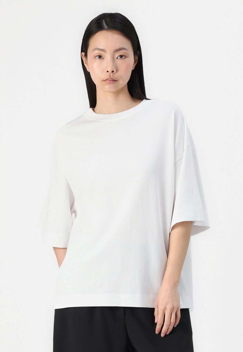 Selected Femme SLFPENELOPE TEE - T-shirt print - snow white/wit