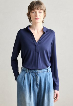 BLOUSE LONG SLEEVE POLO COLLAR - T-shirt à manches longues - cloudless night