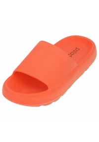 Oranje rubberen slip-on sandaal met een gestructureerde bovenkant, open teenontwerp en een gevoerde zool. Geschikt voor casual draag.